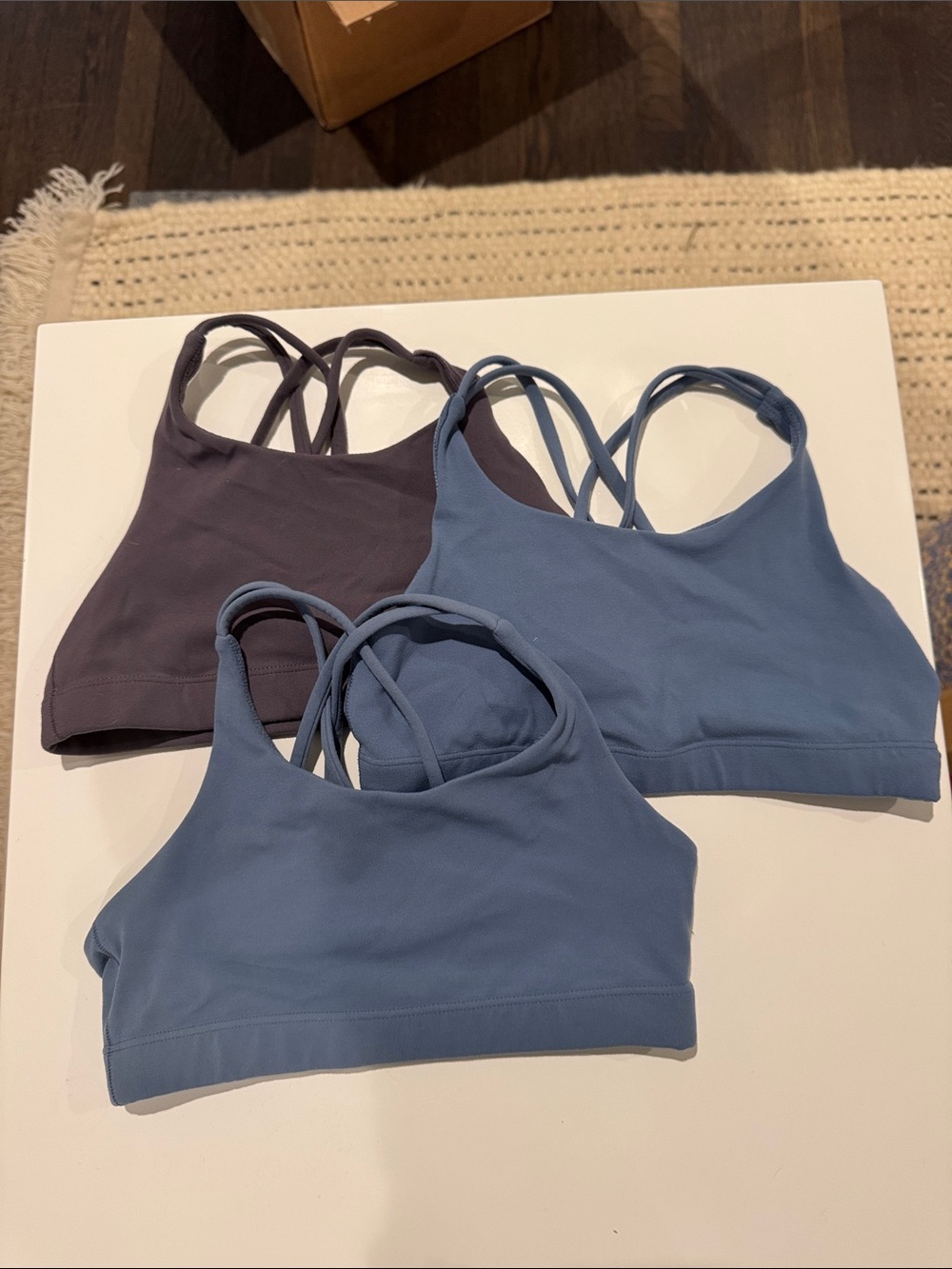 Athleta upbeat Sports Bras in Slate Blue & purple